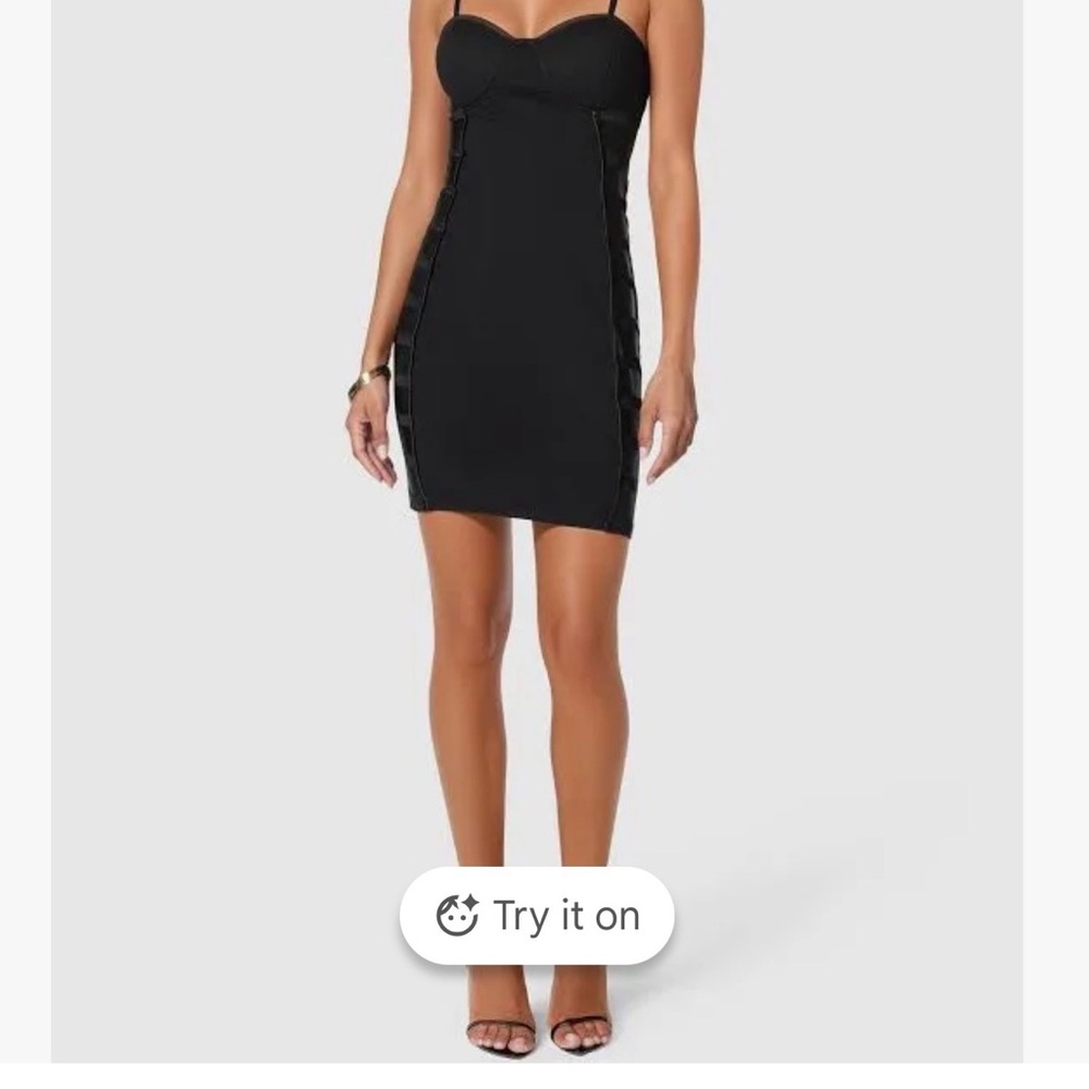 bebe Black Spaghetti-Strap Mini Bodycon Dress